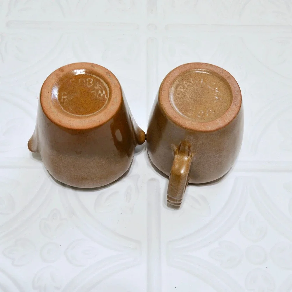 Frankoma Pottery Creamer Sugar Plainsman Brown‎ Tan 5DA 5DB